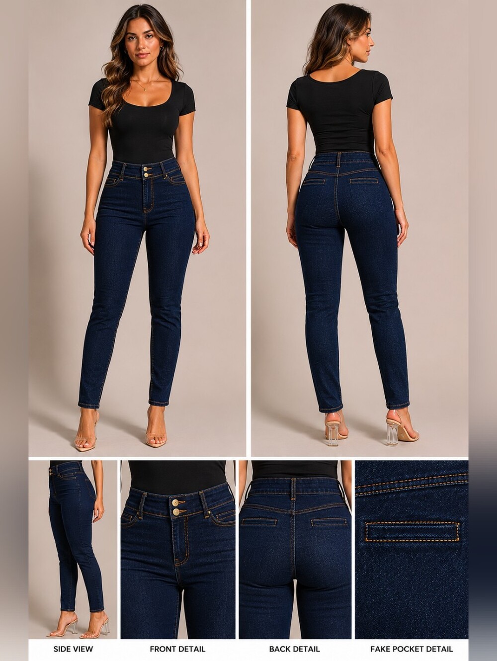 🍐D. Jeans Skinny Stretch Denim – Stylish & Comfortable Size 6 Faux Front Pocket